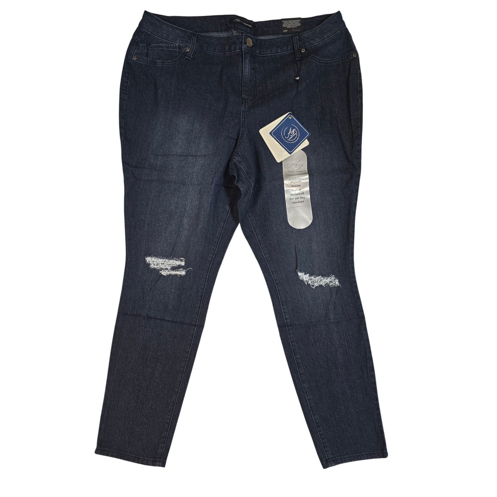 A3 Denim Classic Skinny Jeans Women's Size 20W Dark‎ Wash Distressed Stretch New